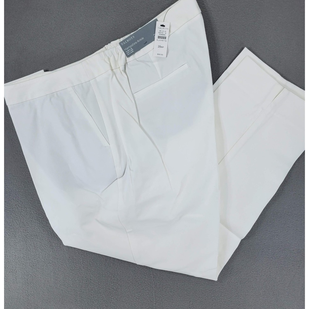 New Talbots Hampshire Ankle Length Pants 20Wp Petite Plus White Straight Leg